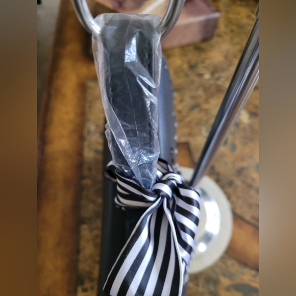 VALENTINO ORLANDI Black Studded Handbag with Striped Bow - Picture 6 of 12